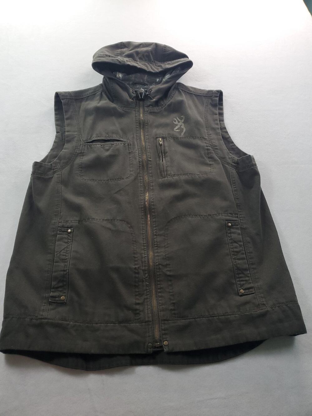 Browning Canvas Hunting Vest Man's Size: Large Olive/Tan/Camo